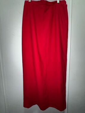Vintage A.S.L. Cherry Red Maxi Pencil High Waisted Skirt Straight Silhouette